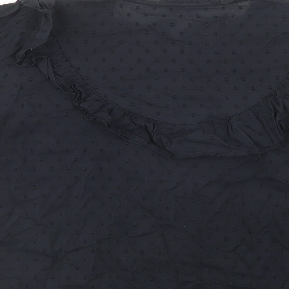 George Womens Black  Cotton Basic Button-Up Size 10 Crew Neck