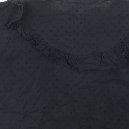 George Womens Black  Cotton Basic Button-Up Size 10 Crew Neck