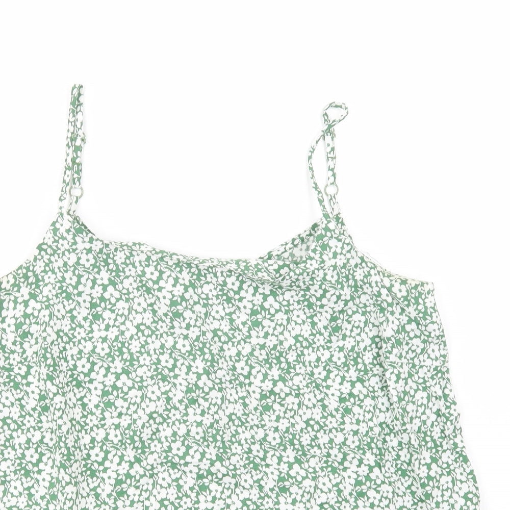 George Womens Green Floral Viscose Camisole Blouse Size 10 Round Neck