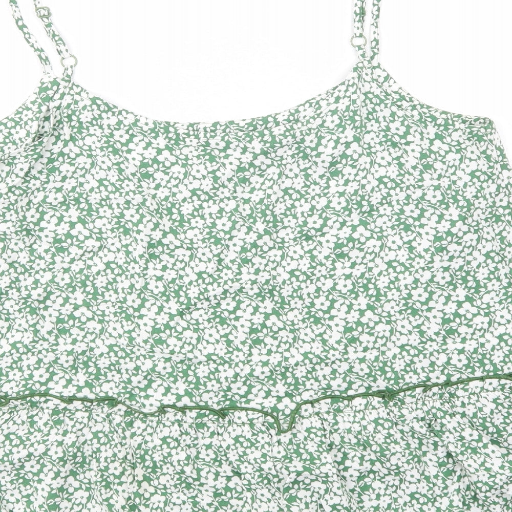 George Womens Green Floral Viscose Camisole Blouse Size 10 Round Neck