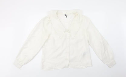 Womens UK Size S Pieces White Basic Button-Up
