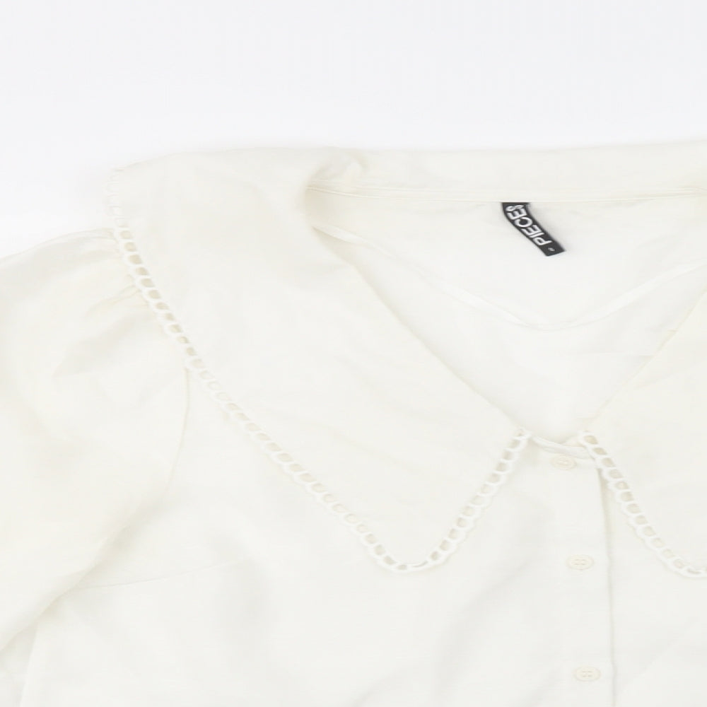 Womens UK Size S Pieces White Basic Button-Up