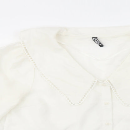 Womens UK Size S Pieces White Basic Button-Up