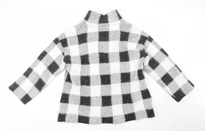 Primark Womens Grey Check  Jacket Coatigan Size M  Snap