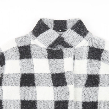 Primark Womens Grey Check  Jacket Coatigan Size M  Snap