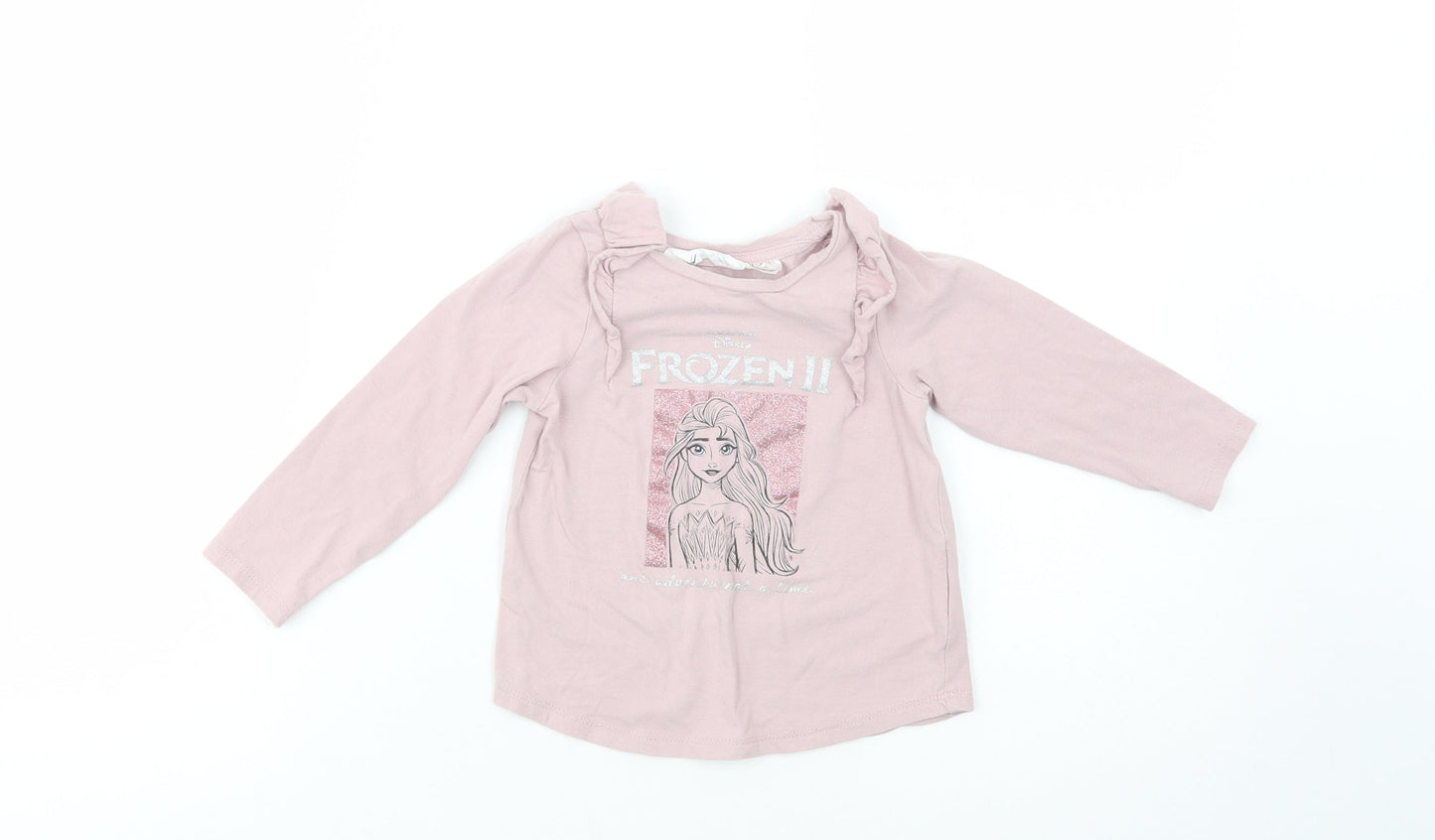 H&M Baby Pink  Cotton Pullover T-Shirt Size 18-24 Months Crew Neck Pullover - Frozen 2