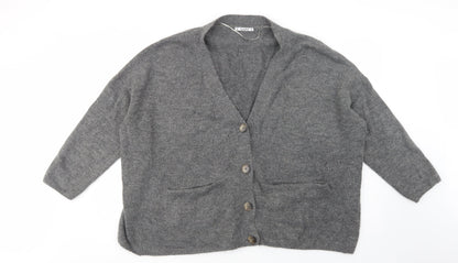 Womens UK Size L Pull & Bear Grey Cardigan Jumper