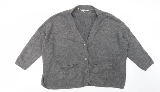 Womens UK Size L Pull & Bear Grey Cardigan Jumper