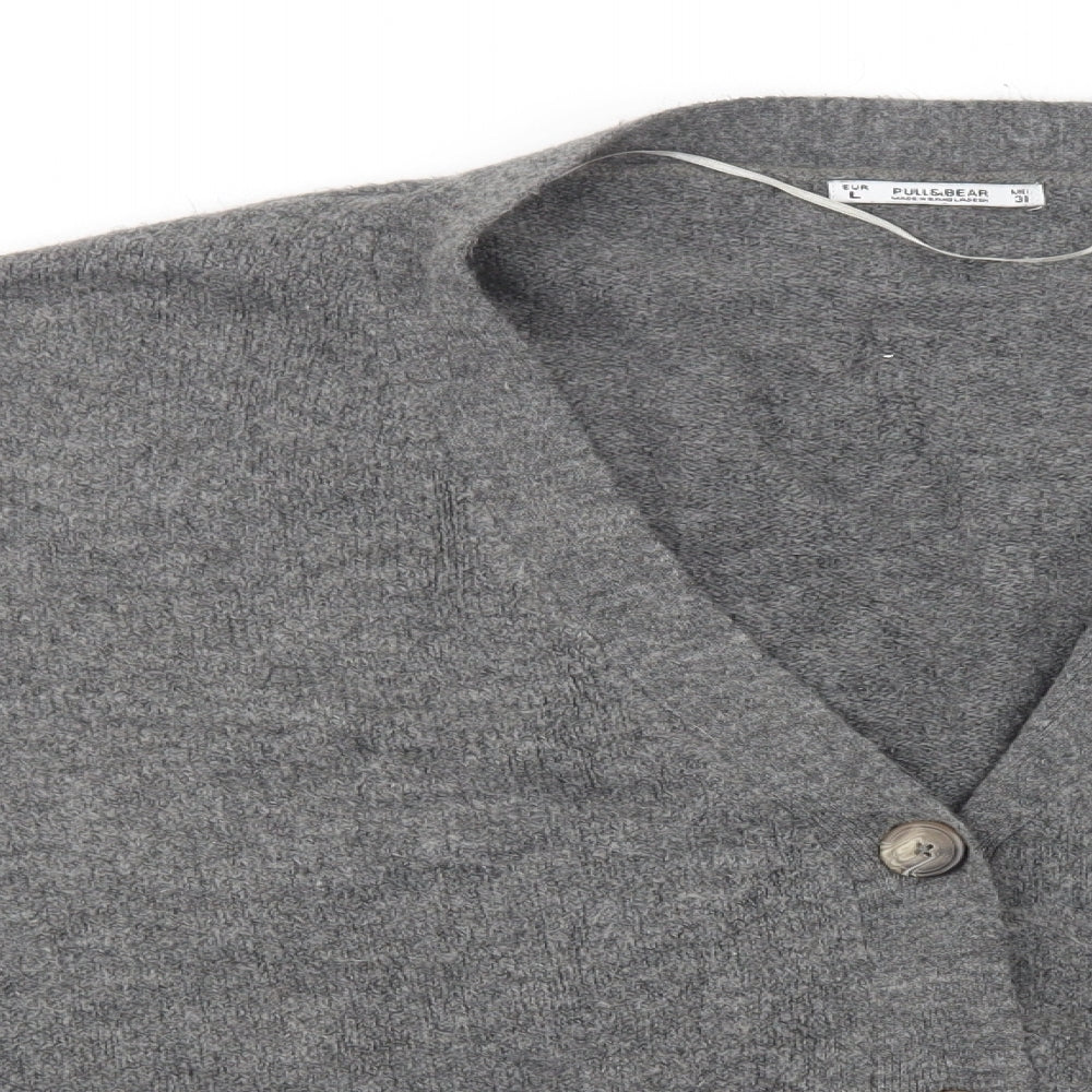 Womens UK Size L Pull & Bear Grey Cardigan Jumper