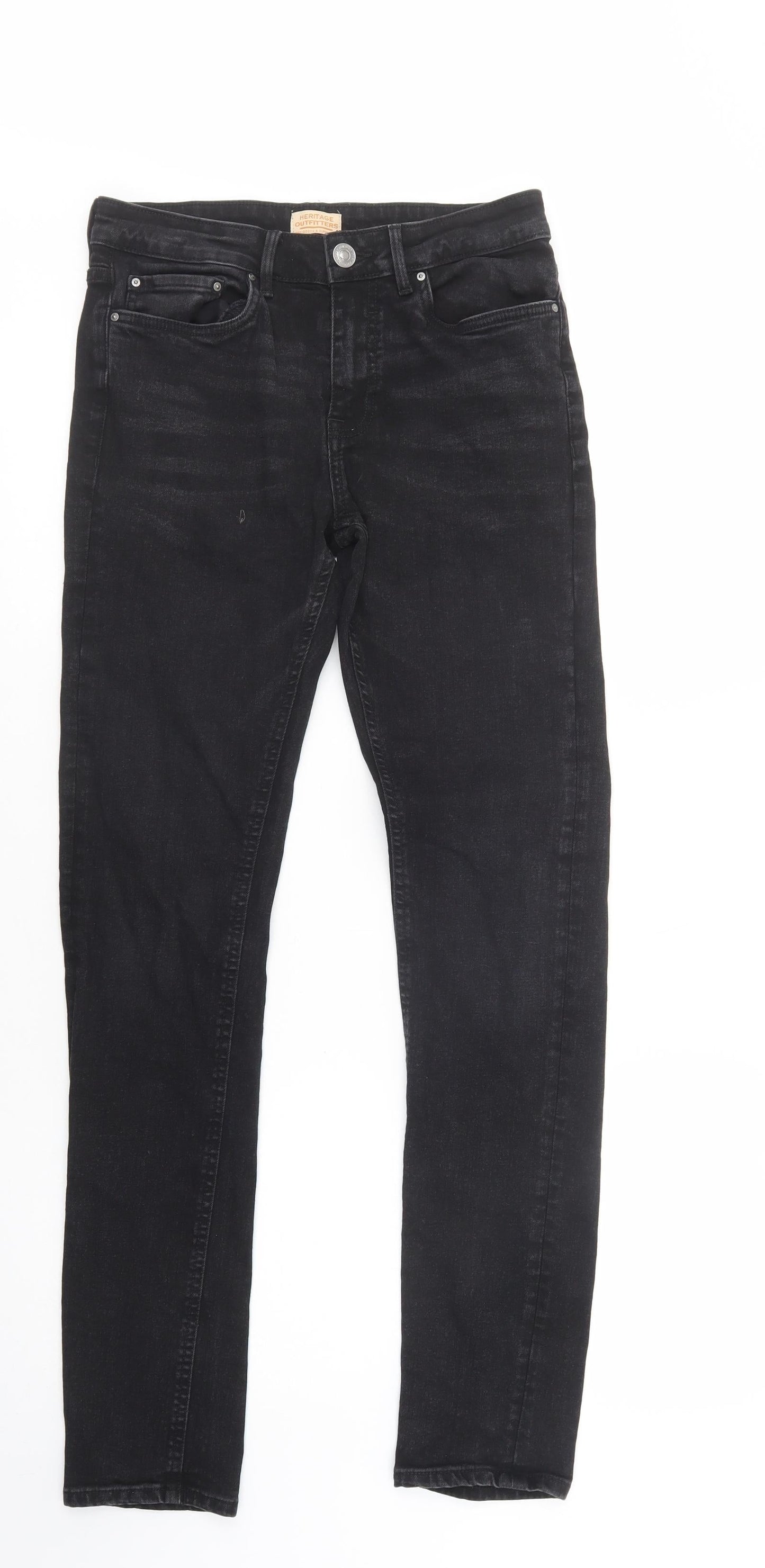 Heritage Outfitters Womens Black  Cotton Skinny Jeans Size 30 in L32 in Regular Button