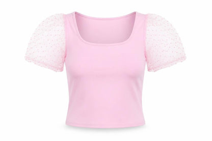 Womens UK Size 8 Quiz Pink Cropped Blouse