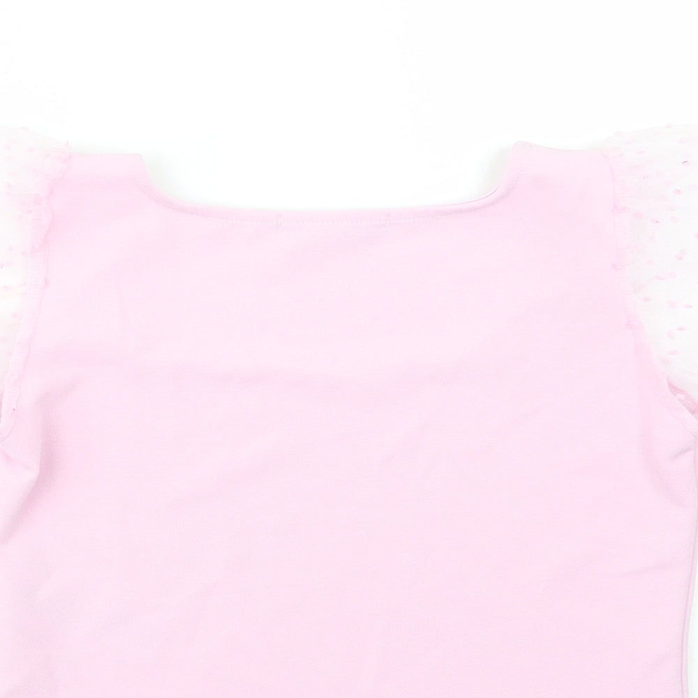 Quiz Womens Pink  Polyester Cropped Blouse Size 8 Square Neck