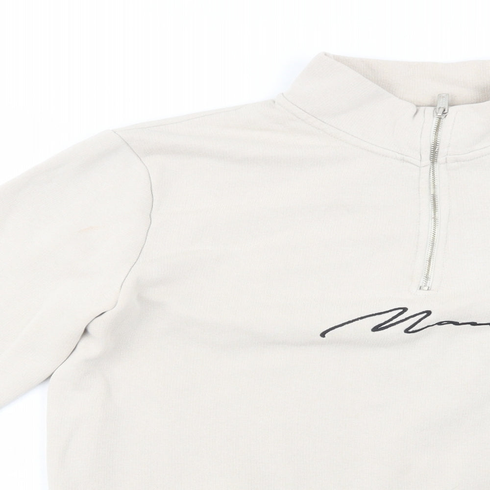 Mens UK Size S Boohoo Man Beige Pullover Sweatshirt