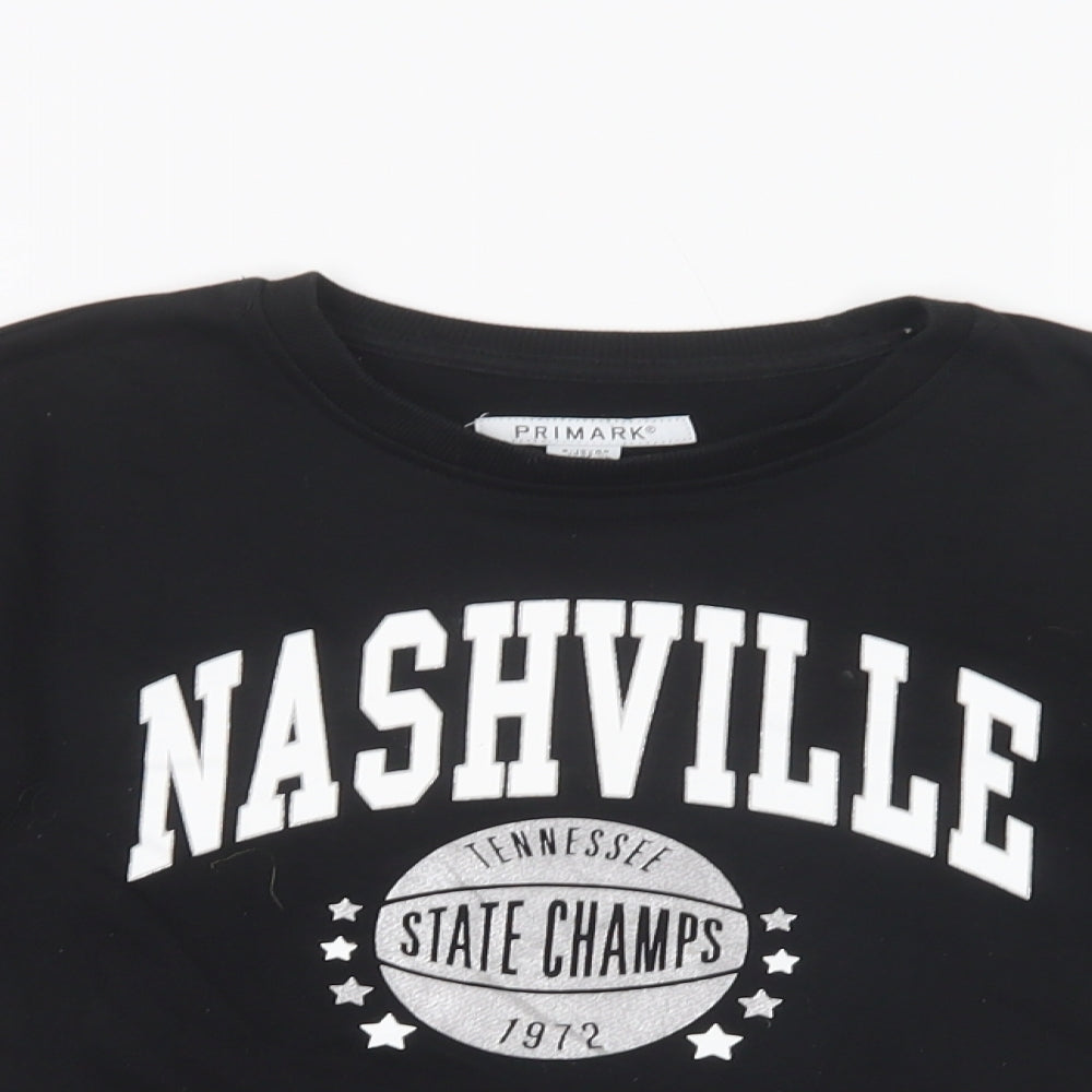 Primark Girls Black  Cotton Pullover Sweatshirt Size 9-10 Years  Pullover - Nashville