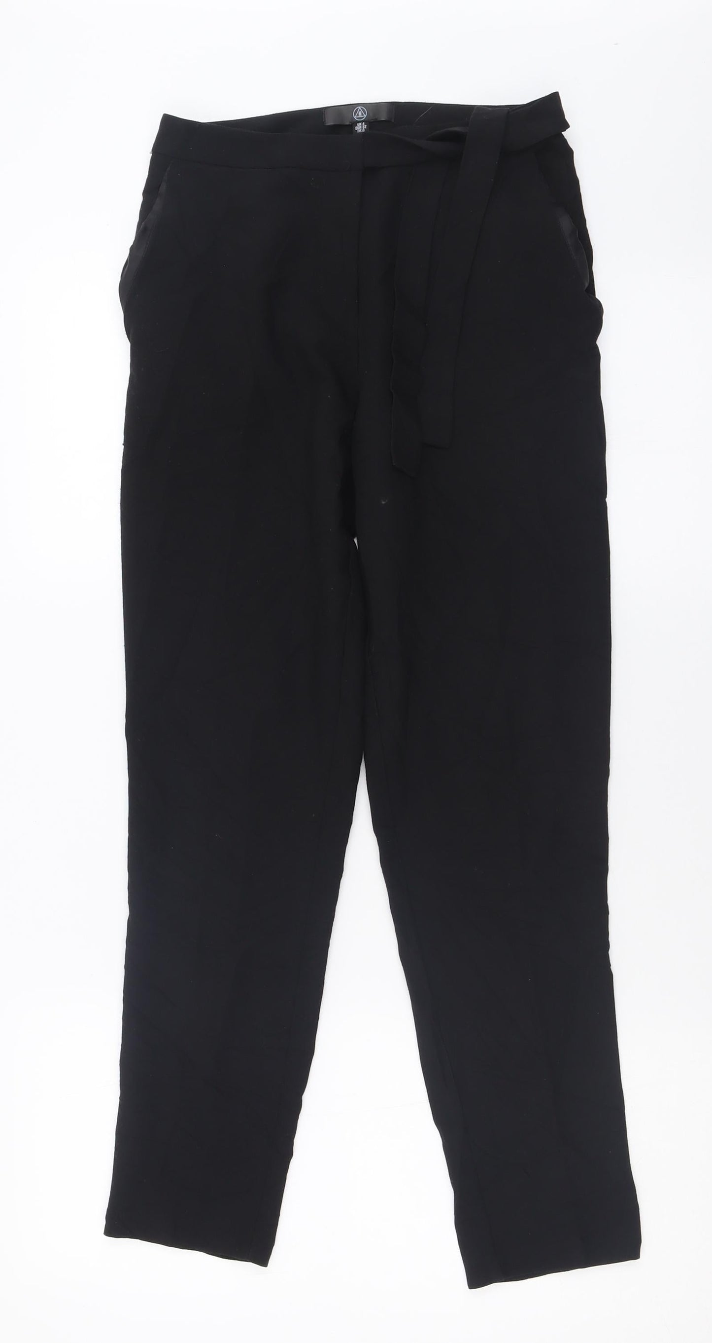 Womens UK Size 4 Missguided Regular Fit Capri Black Trousers