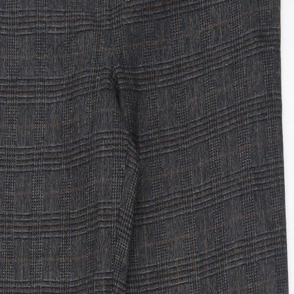 Monsoon Womens Grey Check Polyester Trousers  Size 8 L26 in Regular Button