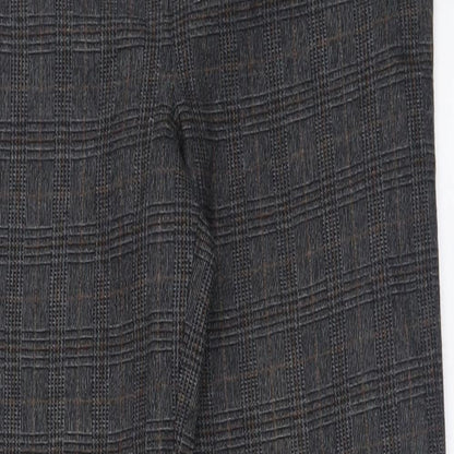 Monsoon Womens Grey Check Polyester Trousers  Size 8 L26 in Regular Button