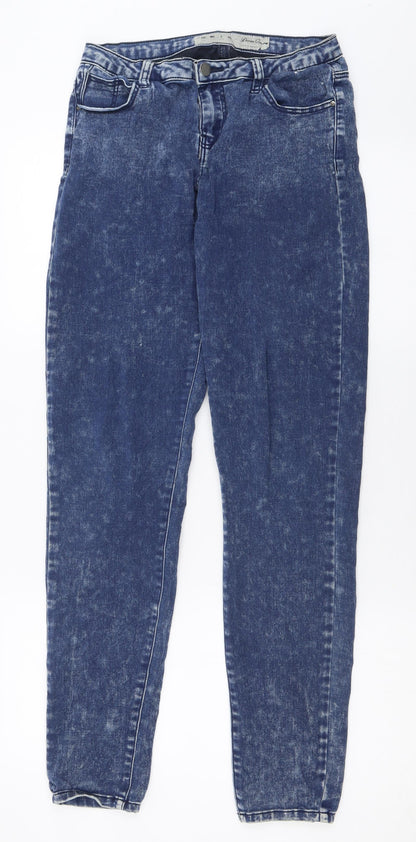 Primark Womens Blue  Cotton Skinny Jeans Size 12 L32 in Regular Button