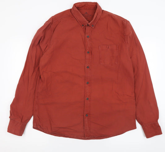 Mens UK Size L Easy Brown  Button-Up Long Sleeve Casual Shirt