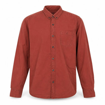 Mens UK Size L Easy Brown  Button-Up Long Sleeve Casual Shirt