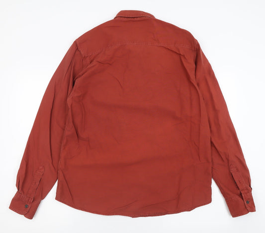 Mens UK Size L Easy Brown  Button-Up Long Sleeve Casual Shirt