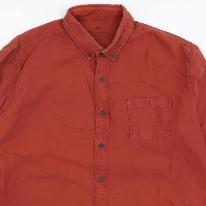 Mens UK Size L Easy Brown  Button-Up Long Sleeve Casual Shirt