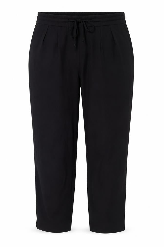 Front view of Zara women’s black polyester trousers, size XS, 26-inch leg regular tie