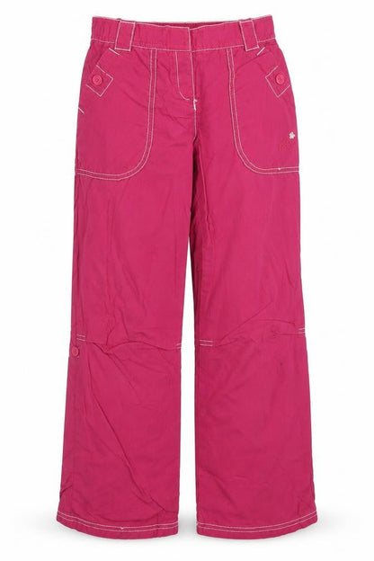 Front view of Next girls’ pink cotton capri trousers, size 9, months regular hook & loop
