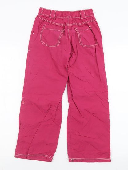 Back view of Next girls’ pink cotton capri trousers, size 9, months regular hook & loop