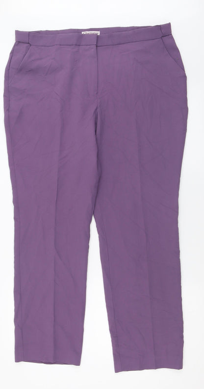 Charmance Womens Purple  Polyester Trousers  Size 20 L30 in Regular Hook & Eye