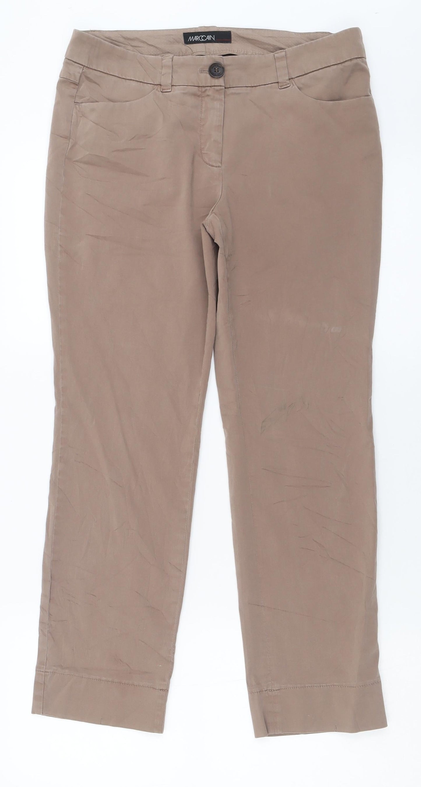 Marc Cain Womens Brown  Cotton Trousers  Size 30 in L26 in Regular Button
