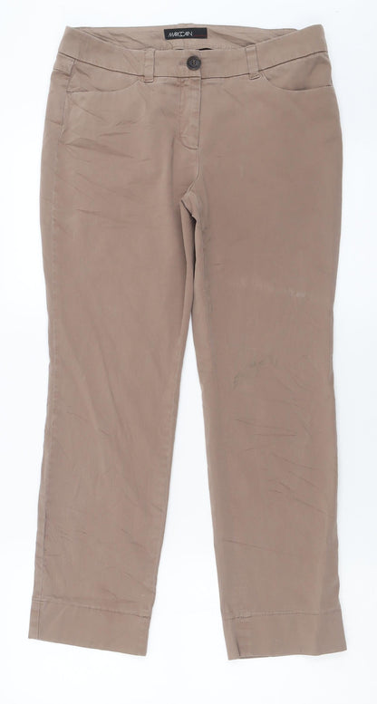 Marc Cain Womens Brown  Cotton Trousers  Size 30 in L26 in Regular Button