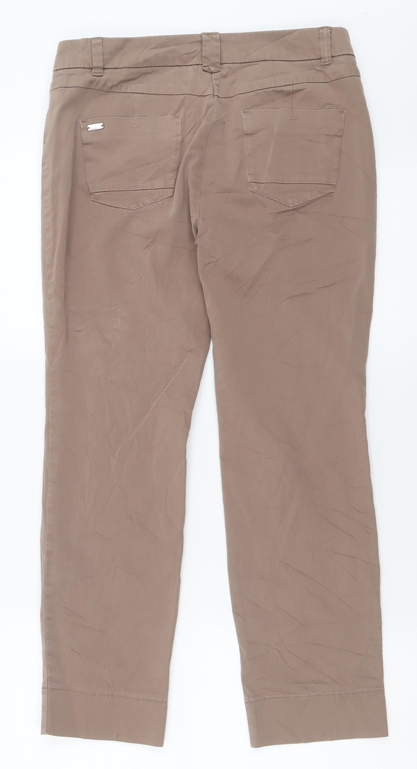 Marc Cain Womens Brown  Cotton Trousers  Size 30 in L26 in Regular Button