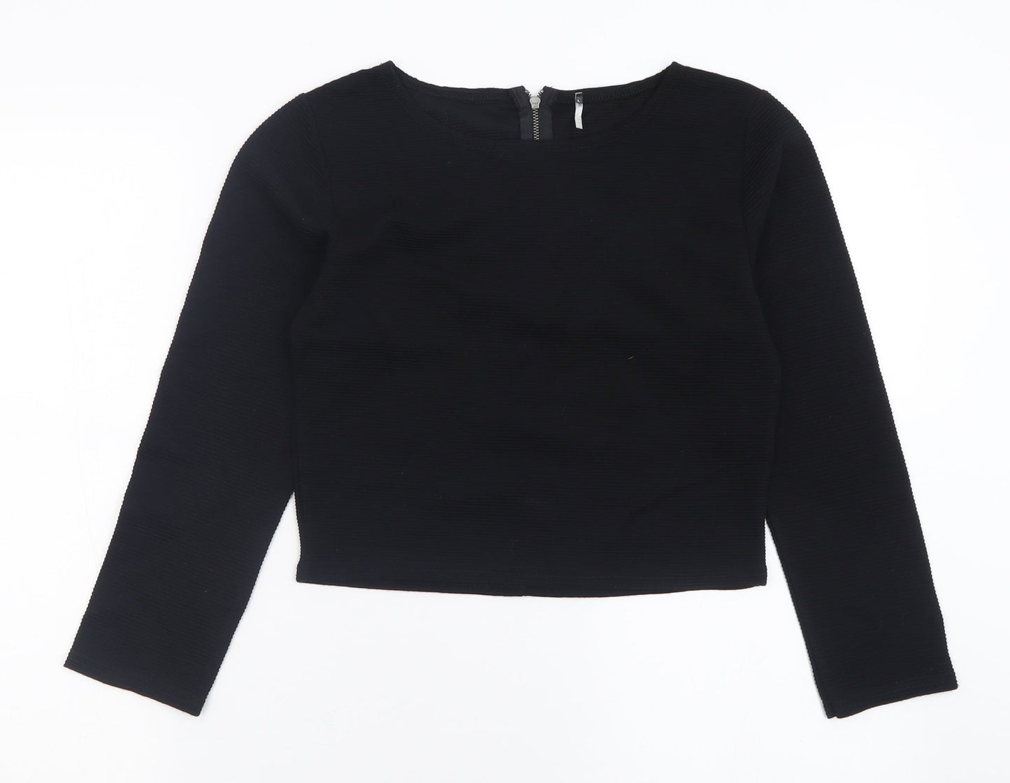 Womens UK Size L Preworn Black Cropped T-Shirt