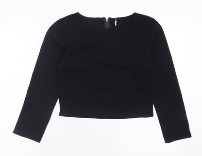 Womens UK Size L Preworn Black Cropped T-Shirt