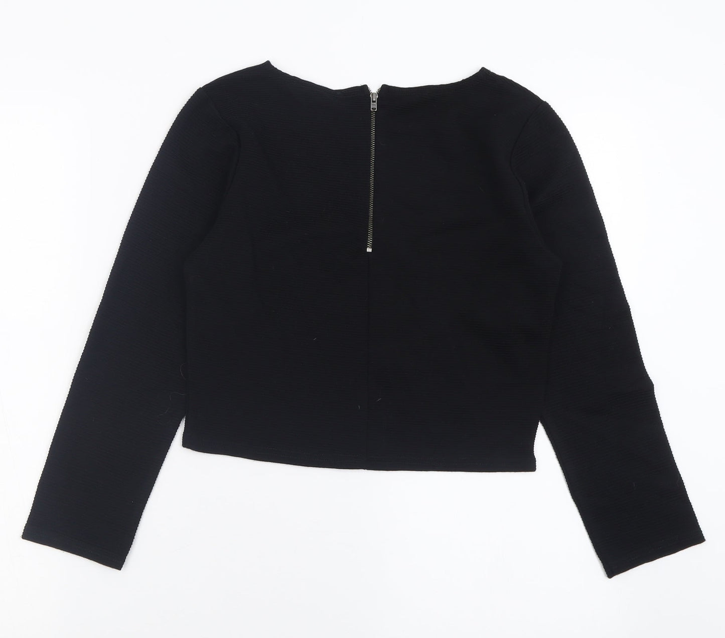 Womens UK Size L Preworn Black Cropped T-Shirt