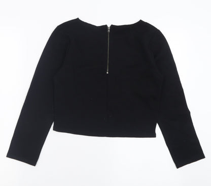 Womens UK Size L Preworn Black Cropped T-Shirt