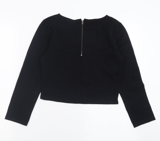 Womens UK Size L Preworn Black Cropped T-Shirt
