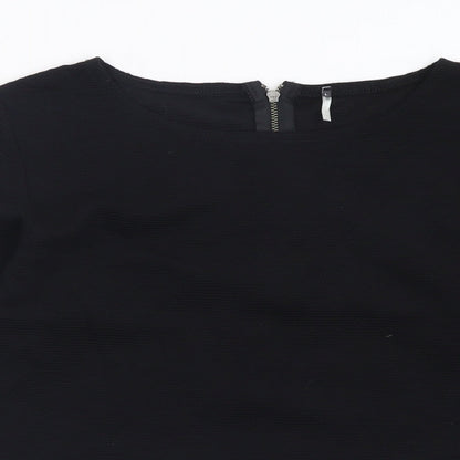 Womens UK Size L Preworn Black Cropped T-Shirt
