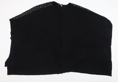 Lucy Sparks Womens Black Crew Neck  Polyamide Cape Jumper Size L