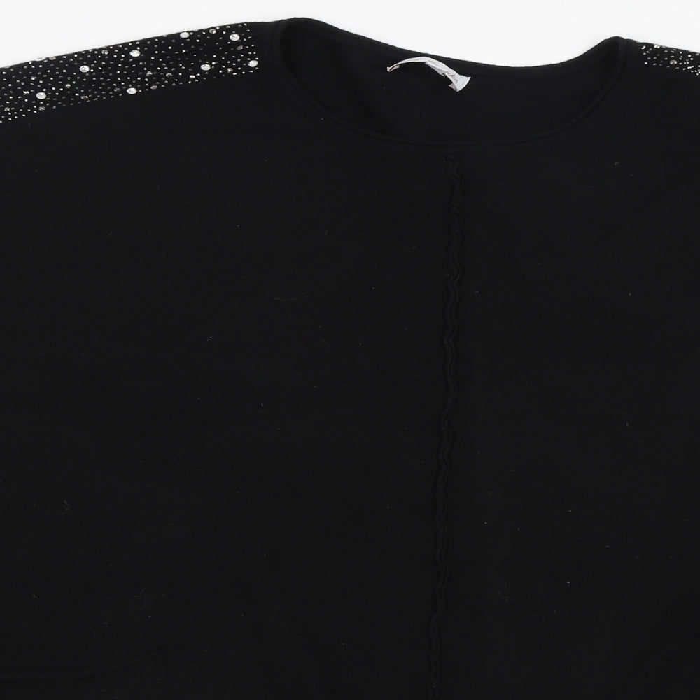 Lucy Sparks Womens Black Crew Neck  Polyamide Cape Jumper Size L