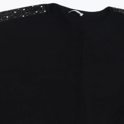 Lucy Sparks Womens Black Crew Neck  Polyamide Cape Jumper Size L