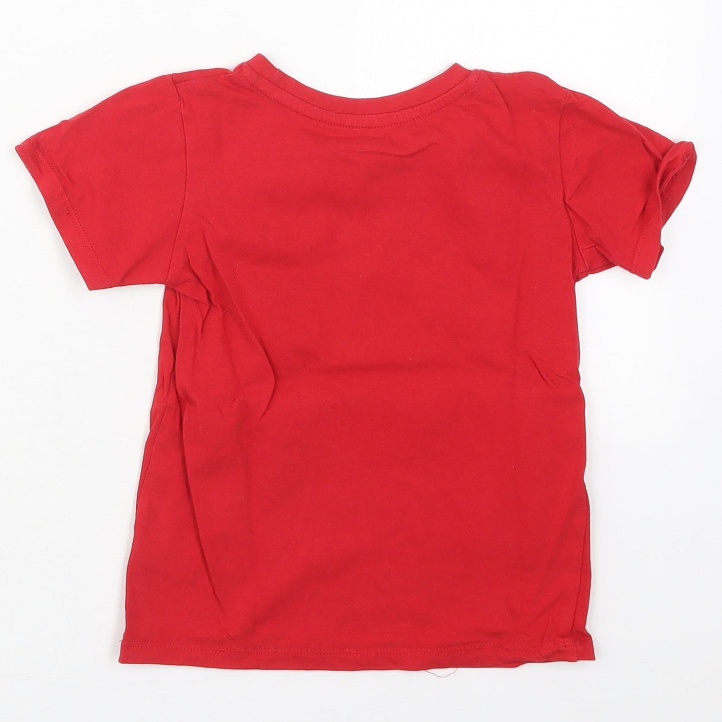 Dunnes Boys Red  Cotton Basic T-Shirt Size 3-4 Years Crew Neck Pullover - Dinos Are My Favourite