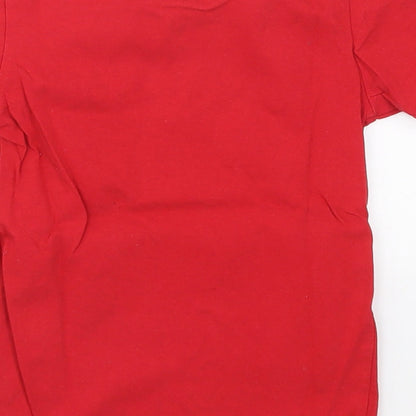 Dunnes Boys Red  Cotton Basic T-Shirt Size 3-4 Years Crew Neck Pullover - Dinos Are My Favourite