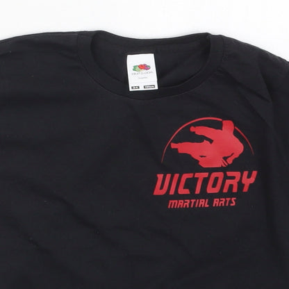 Fruit of the Loom Boys Black  Cotton Basic T-Shirt Size 3-4 Years Crew Neck Pullover - Victory Martial Arts