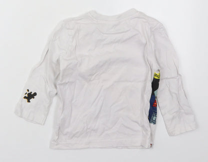 NEXT Boys White  Cotton Basic T-Shirt Size 3 Years Crew Neck Pullover - Lego Police