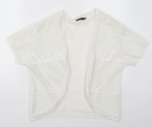 Glimpse Womens White V-Neck  Acrylic Cardigan Jumper Size L