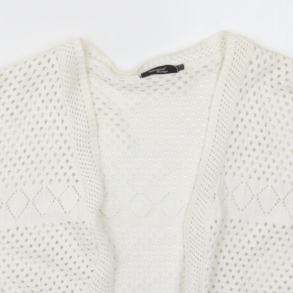 Glimpse Womens White V-Neck  Acrylic Cardigan Jumper Size L