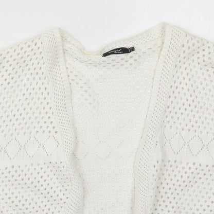 Glimpse Womens White V-Neck  Acrylic Cardigan Jumper Size L