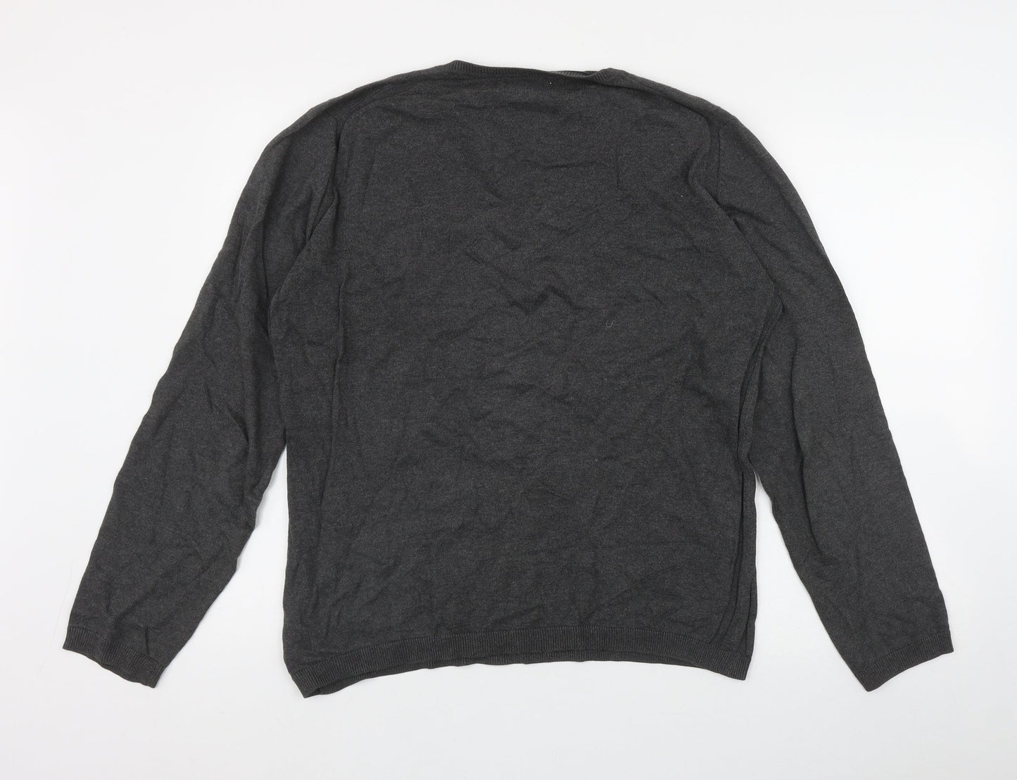 Gap Mens Grey V-Neck  Cotton Pullover Jumper Size L